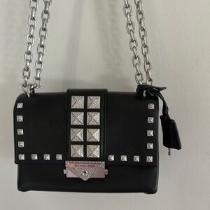 Michael Kors Black and Silver Crossbody Bag with Studded Details